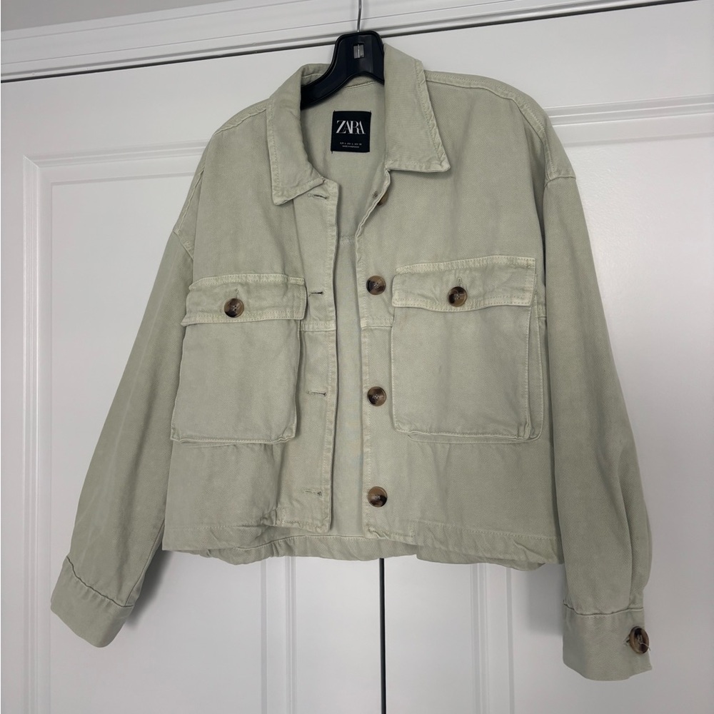 Zara Green cropped jacket